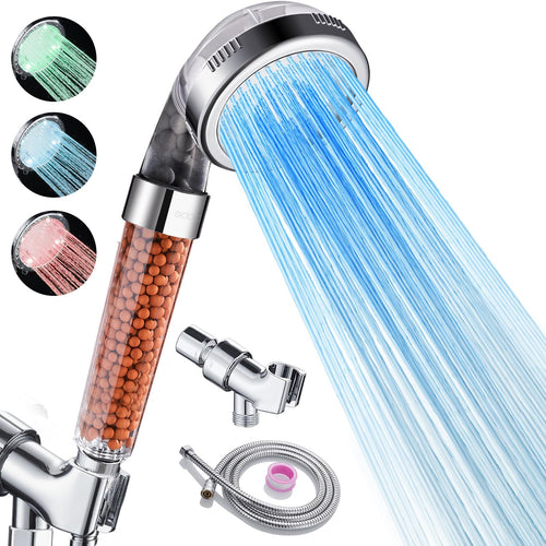 Cabezal de ducha con filtro de minerales y luz LED